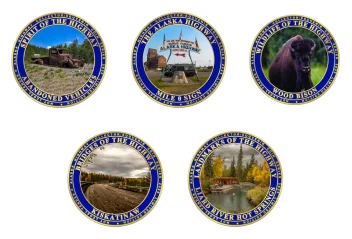 Alaska Highway souvenir coins