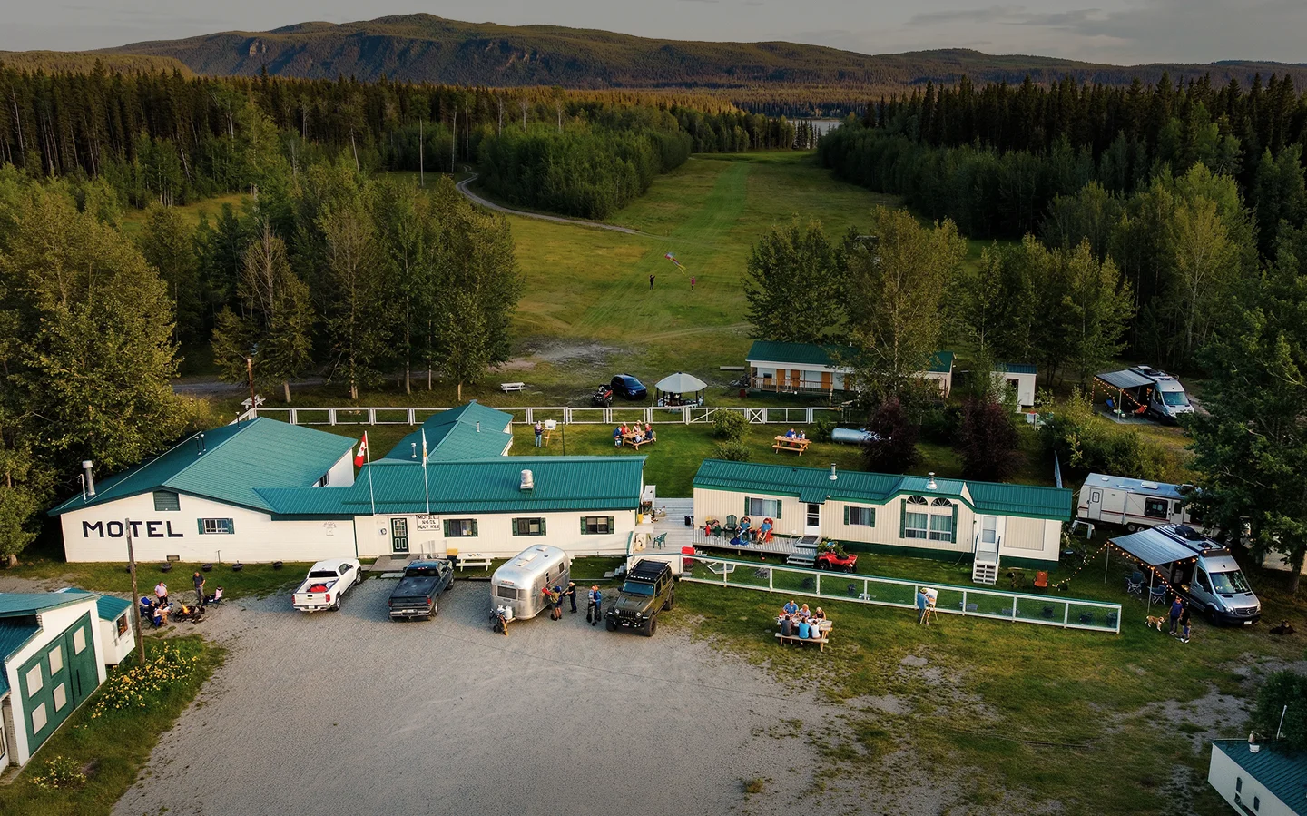 Aerial view of Coal River Services on the Alaska Highway