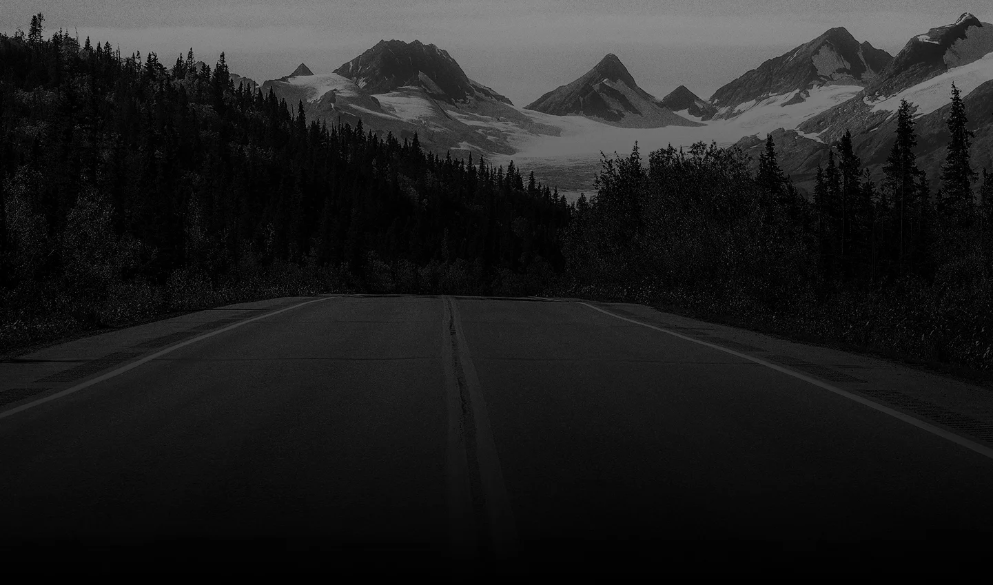 Alaska Highway road through mountains
